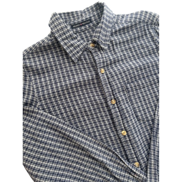 Brandy Melville Tops - Brandy Melville Plaid Button Up Shirt Womens Blue White Long Sleeve Classic Fit